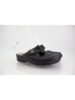 Berkemann Heliane Clog Slide Mules US 7 Black Leather Shoes Adjustable Strap